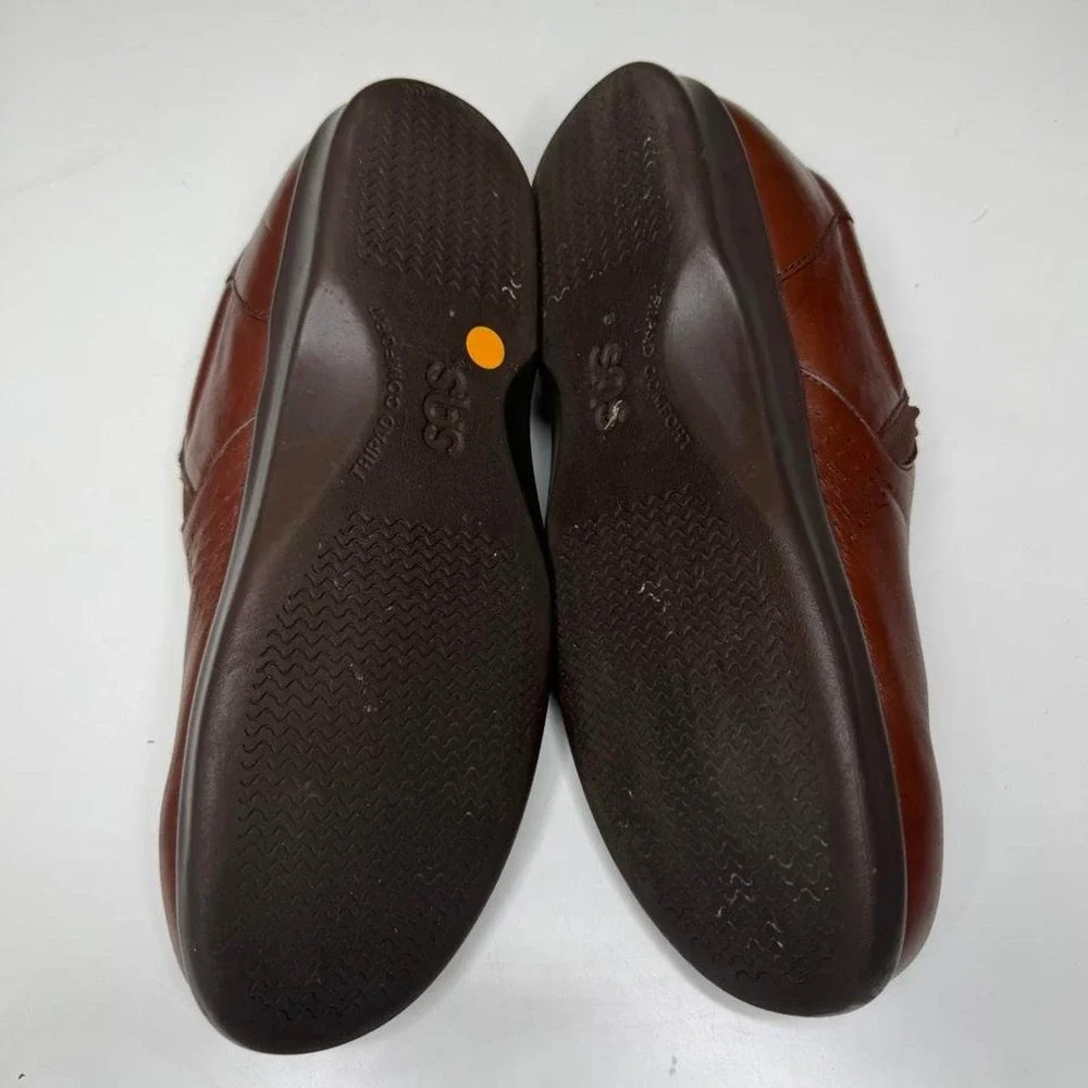SAS Brown Leather Comfort Slip-On Loafers Granny core